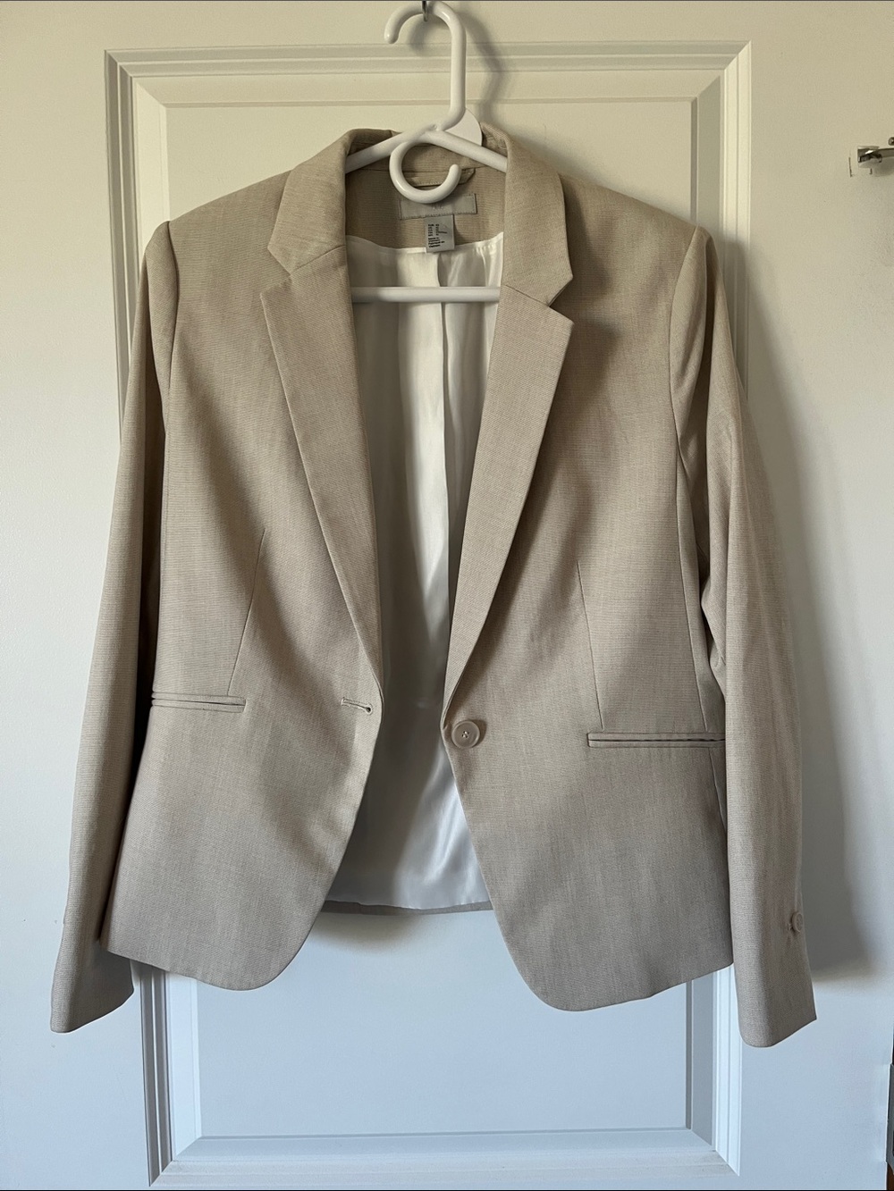 H&M Modern Beige Blazer wome - Classic Single-Button